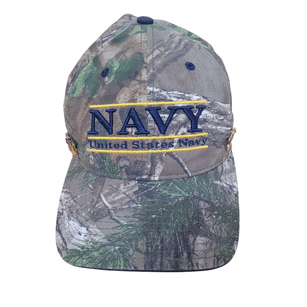 The Game US Navy Camo‎ Hat Adjustable Cap + 2 USN Anchor Pins Military Veteran